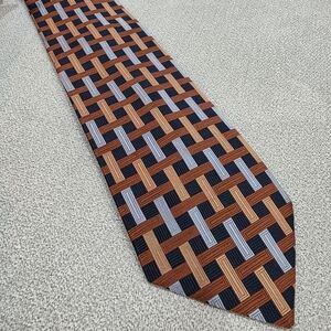 Lineage Elegant Woven Pattern Tie - Blue, Brown, Gray